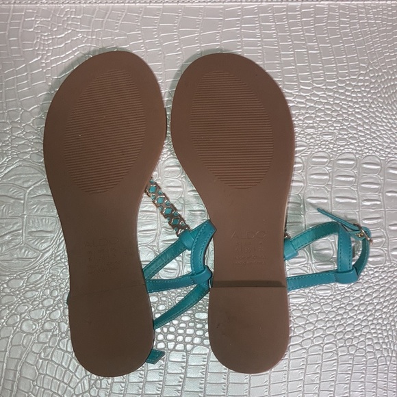 Aldo Blue and Gold Metal Sandals - Picture 5 of 5